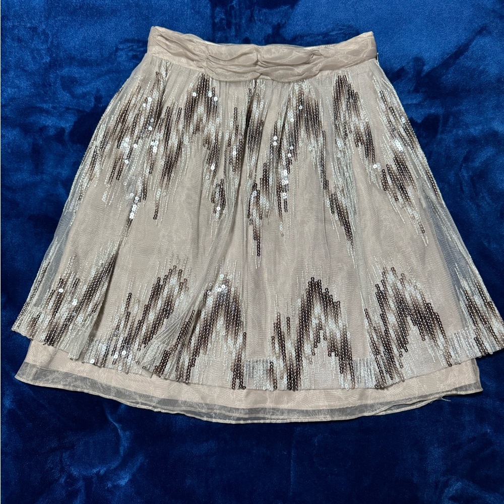 ANTONIO MELANI Beige Sequin Mini Skirt new no tags - Picture 2 of 8